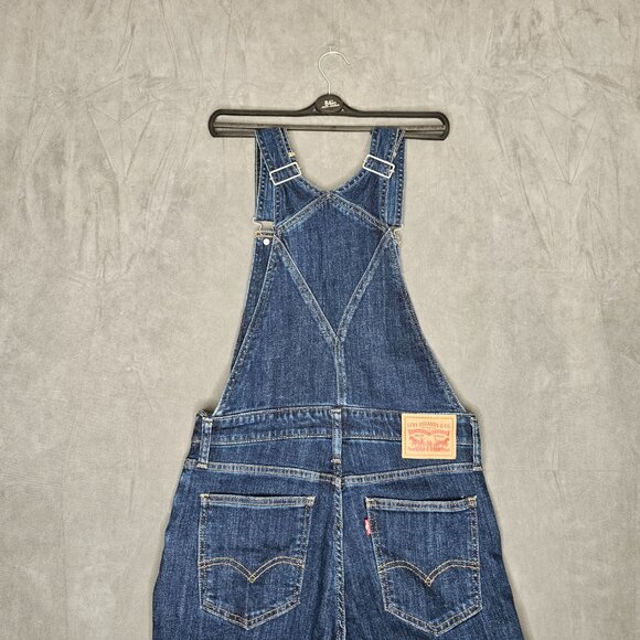 Women's Levi's Premium Dark Denim Overalls Size 29 Skinny Side Zip A3-26 - Picture 5 of 7